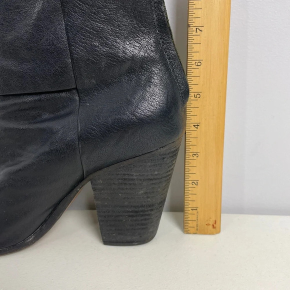 Rag & Bone Classic Newbury Women’s Black Leather Ankle Boots Size 10 Block Heel - Picture 8 of 11